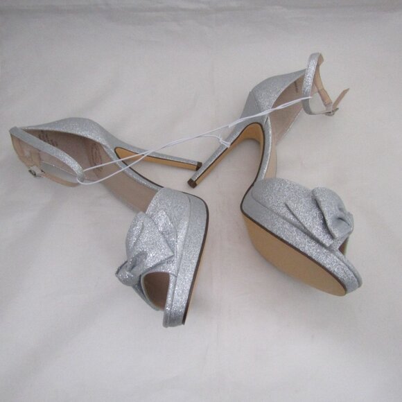I. Miller Women's Heels 9.5 Silver Glittery Coquette Girl Feminine Party Evening - Picture 8 of 9